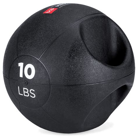 weighted exercise ball with handles.